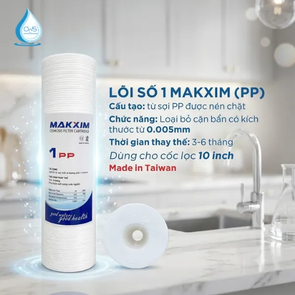 Cấu Tạo Và Chức Năng Của Bộ Lõi Lọc 123 Đài Loan Makxim - Lõi PP