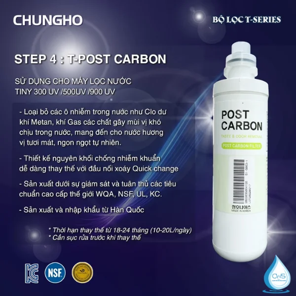 Chức năng lõi lọc Chungho Post Carbon