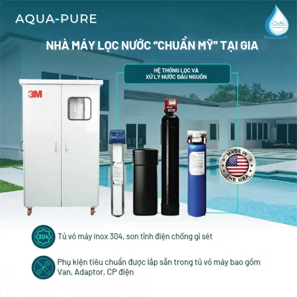 Hệ Thống Lọc Tổng 3M Aqua-Pure Full Set - Chất Lượng Chuẩn Mỹ, Lọc Cặn, Clo, Làm Mềm Nước