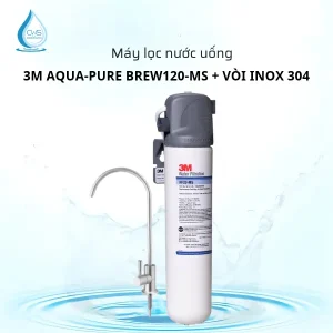 Combo Máy Lọc Nước 3M Aqua-Pure BREW120-MS + Vòi Inox 304 Chính Hãng