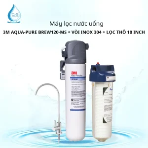 Combo Máy Lọc Nước 3M Aqua-Pure BREW120-MS + Vòi Inox 304 + Lọc Thô 10 inch Chính Hãng