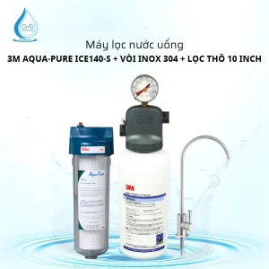 Combo Máy Lọc Nước 3M Aqua-Pure ICE140-S - Vòi Inox 304 - Lọc Thô 10 Inch Chính Hãng