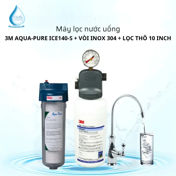 Combo Máy Lọc Nước 3M Aqua-Pure ICE140-S - Vòi Inox 304 - Lọc Thô 10 Inch Combo Máy Lọc Nước 3M Aqua-Pure ICE140-S - Vòi Inox 304 - Lọc Thô 10 Inch