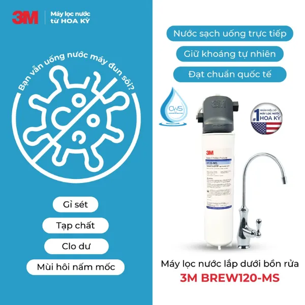 Máy Lọc Nước 3M Aqua-Pure BREW120-MS Giữ Khoáng Tự Nhiên Cho Chất Lượng Nước