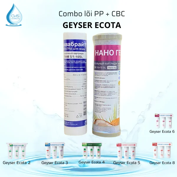 Bộ Lõi Lọc 123 Geyser Nhập Khẩu Chính Hãng - Combo lõi PP + CBC Bộ Lõi Lọc 123 Geyser Nhập Khẩu Chính Hãng - Combo lõi PP + CBC