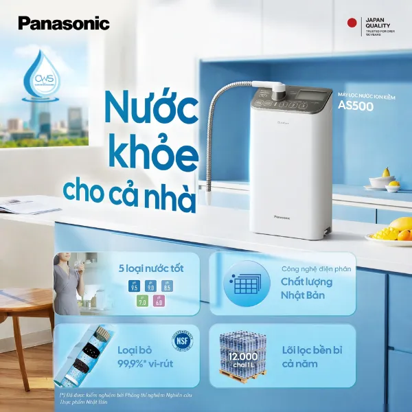 Máy Lọc Nước Ion Kiềm Panasonic TK-AS500 Được Đánh Giá Cao Bởi Nhiều Tính Năng Tích Hợp