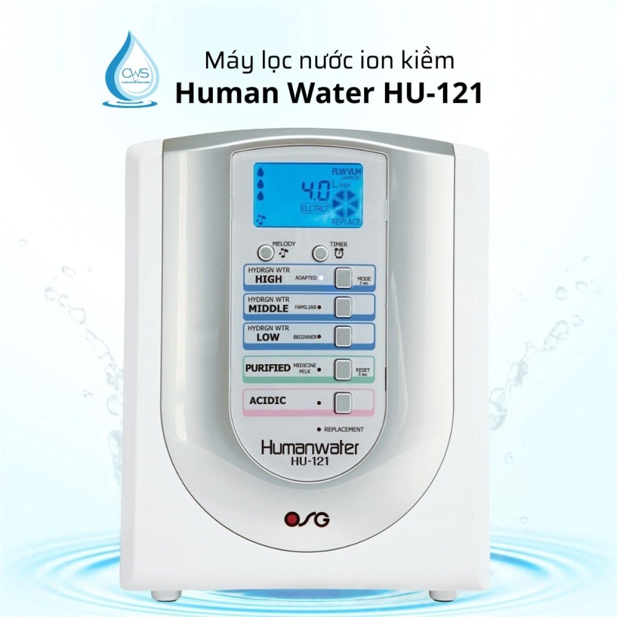 Máy lọc nước ion kiềm OSG Human Water HU-121 - Chính hãng
