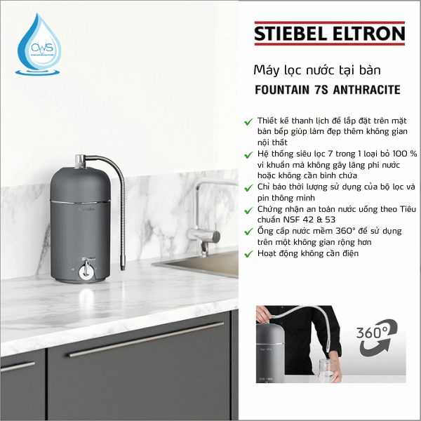 Các tính năng trên máy lọc nước Stiebel Eltron Fountain 7S Anthracite