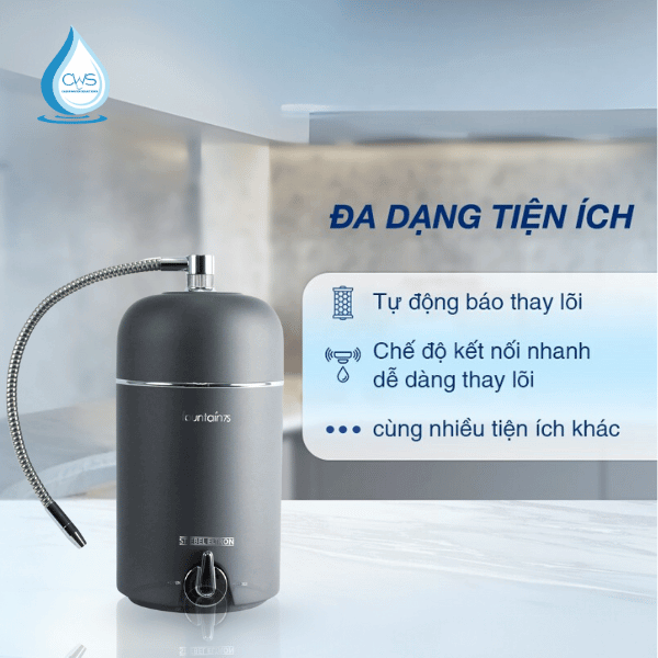 Chỉ báo thời lượng sử dụng của bộ lọc và pin thông minh trên máy lọc nước Stiebel Eltron Fountain 7S Anthracite