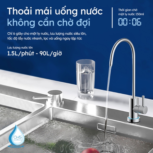 Công suất lọc 4000L, tốc độ dòng chảy lớn 1.5L_phút
