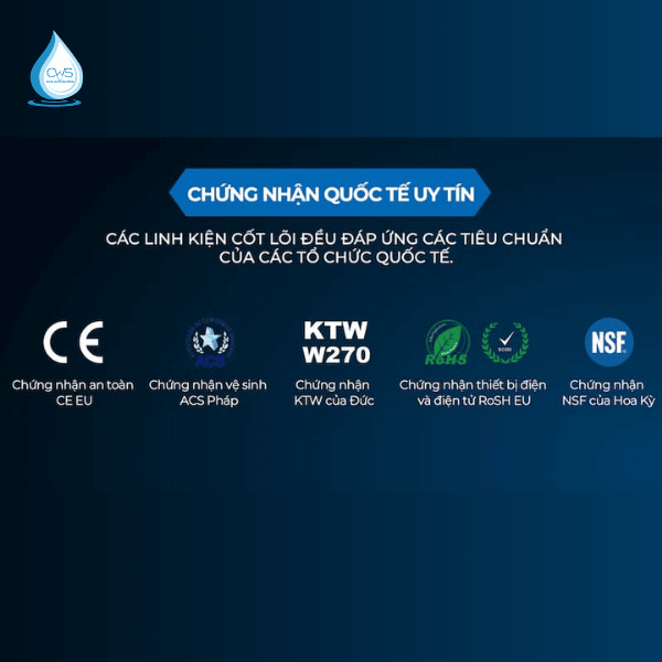 Các chứng nhận về chất lượng và sức khỏe của hệ thống lọc tổng GE WH30A