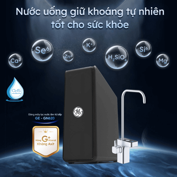 Máy lọc nước GE GN620 âm tủ bếp- Giữ khoáng tự nhiên, tốt cho sức khỏe