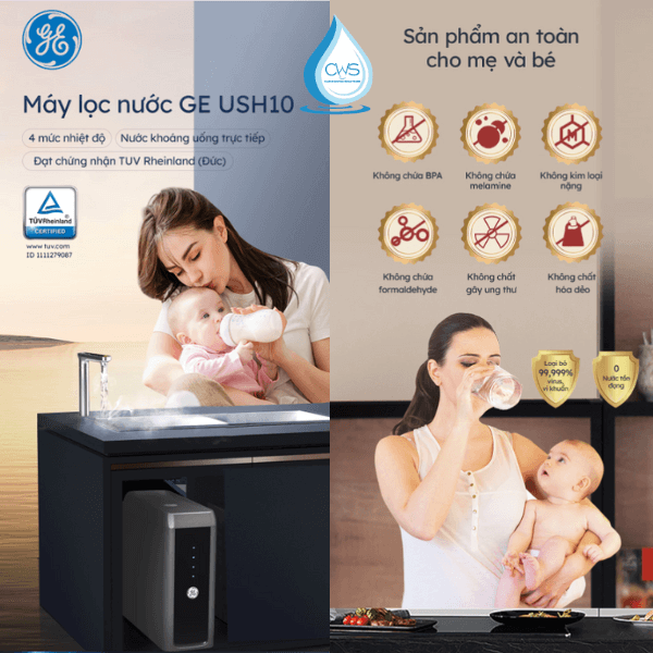Máy lọc nước GE USH10 an toàn cho mẹ và bé