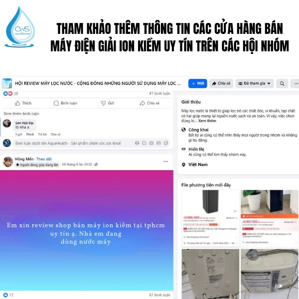 Tham khảo thêm thông tin các cửa hàng bán máy điện giải ion kiềm uy tín trên các hội nhóm