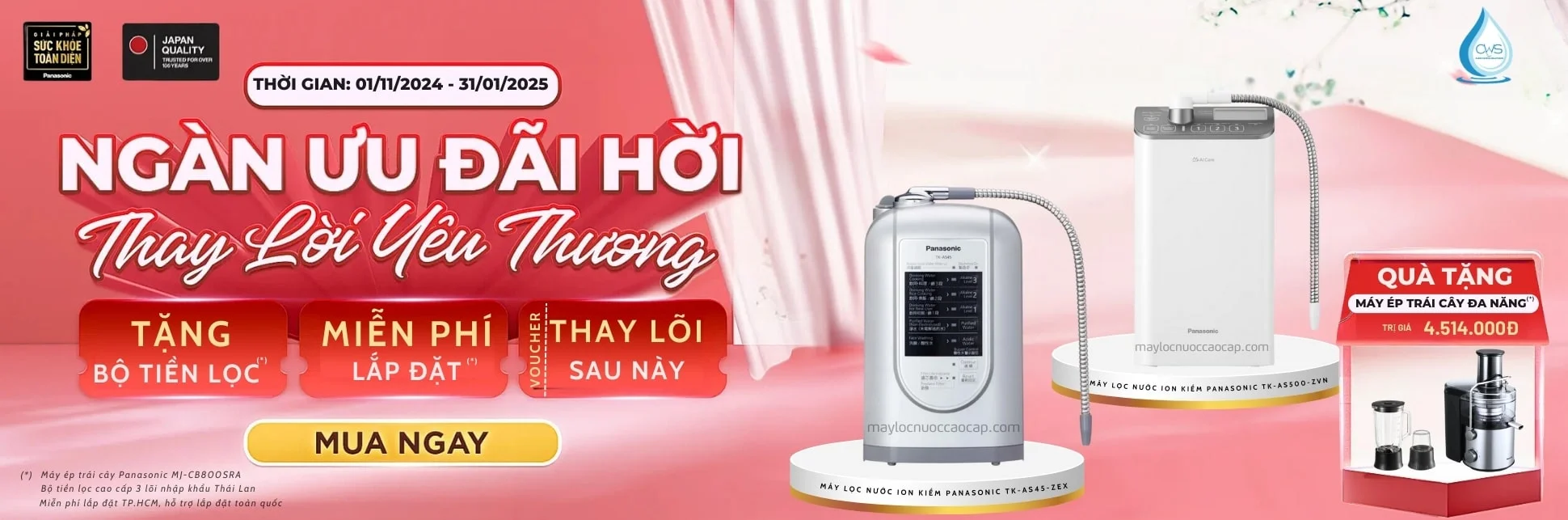 Chương trình khuyến mãi máy lọc nước ion kiềm Panasonic