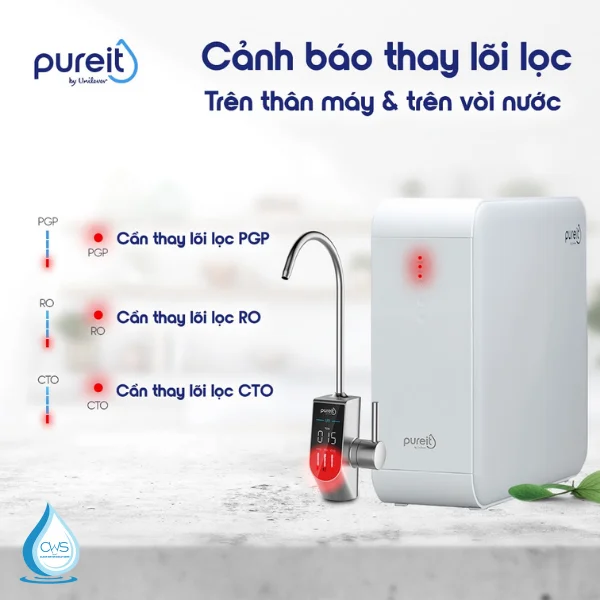 Chức năng cảnh báo thay lõi máy lọc nước Pureit Delica UR5840