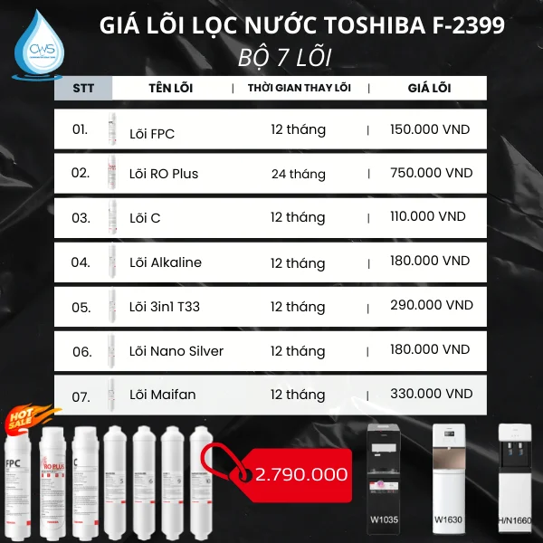 Giá lõi lọc nước Toshiba F-2399 - Bộ 7 lõi