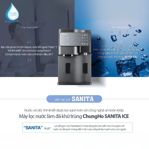 Máy Lọc Nước Chungho Sanita Ice Khử Trùng Vô Khuẩn, Làm Đá Nhanh Chóng