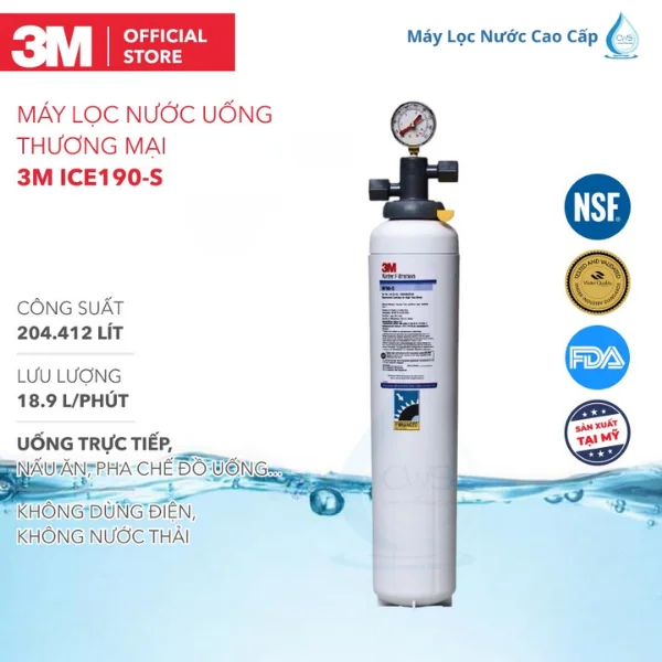 Máy Lọc Nước Thương Mại 3M ICE190-S công suất lọc 204.412 Lít
