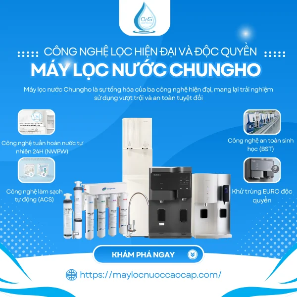 Máy lọc nước Chungho sở hữu nhiều công nghệ lọc hiện đại, độc quyền