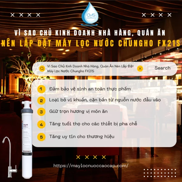 Vì Sao Chủ Kinh Doanh Nhà Hàng, Quán Ăn Nên Lắp Đặt Máy Lọc Nước Chungho FX21S
