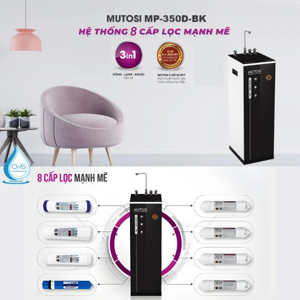 Bộ 8 Lõi Lọc Mutosi MP-350D-BKQ Chính Hãng Cho Máy Lọc Nước Mutosi MP-350D-BKQ