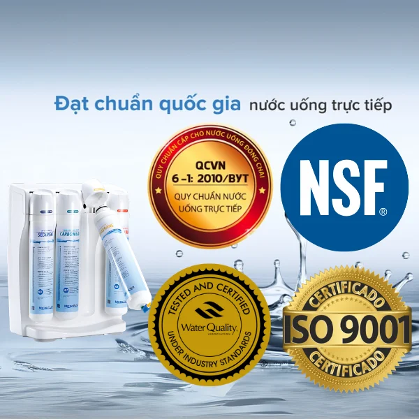 Các chứng nhận về chất lượng và sức khỏe của máy lọc nước Chungho M9