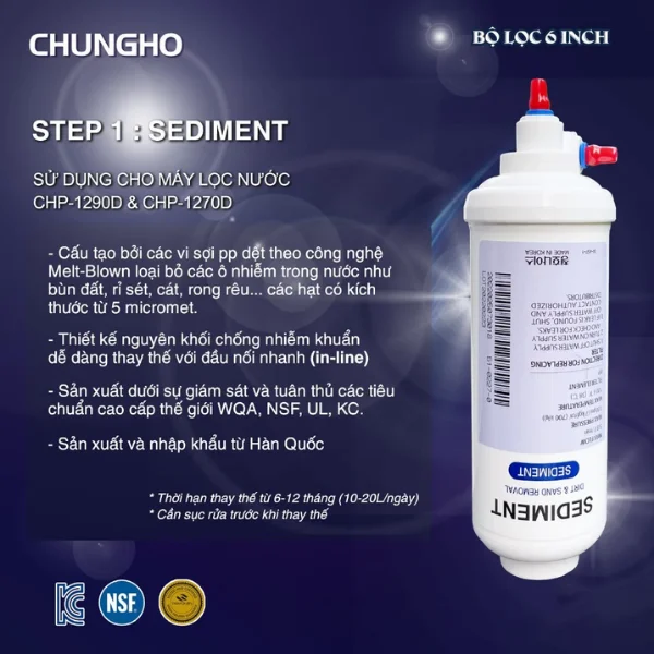 Chức năng của lõi lọc Sediment Chungho AMBIENT