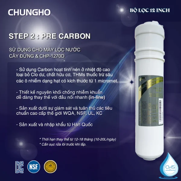 Chức năng lõi lọc Pre Carbon WHI Caffe