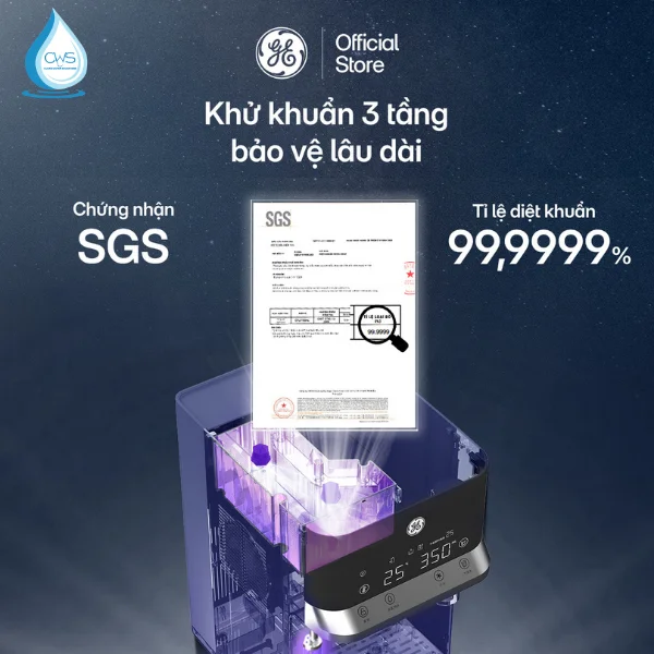 Công Nghệ Diệt Khuẩn UVC Chống Tái Nhiễm Khuẩn Trên Máy Lọc Nóng Lạnh GE CTS20