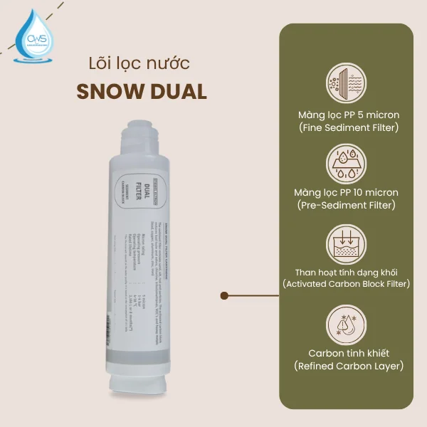 Lõi Lọc Kép Snow Dual 4 Cấp Tiền Xử Lý
