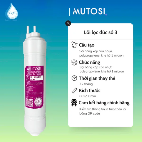 Lõi lọc Mutosi PP 1 Micron (Lõi số 3)