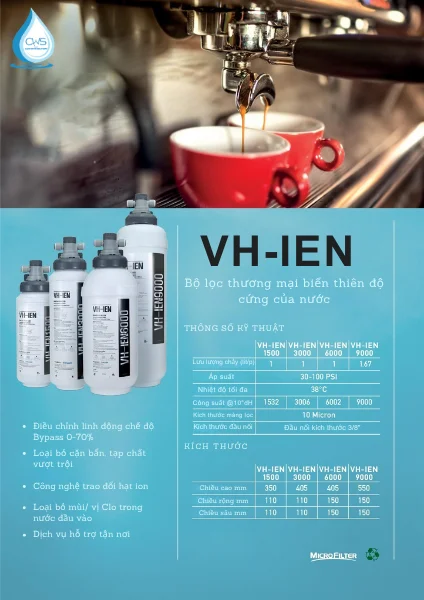 Máy Làm Mềm Nước MicroFilter VH IEN 3000 - Chuyên Dùng Cho Các Dòng Máy Pha Cà Phê Chuyên Nghiệp