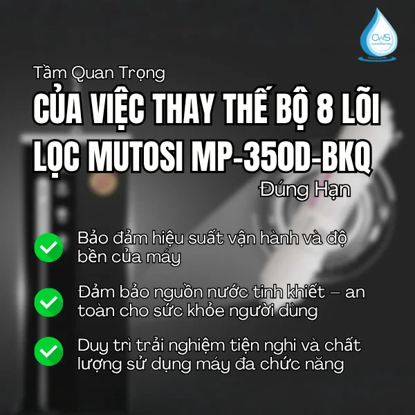 Tầm Quan Trọng Của Việc Thay Thế Bộ 8 Lõi Lọc Mutosi MP-350D-BKQ Đúng Hạn