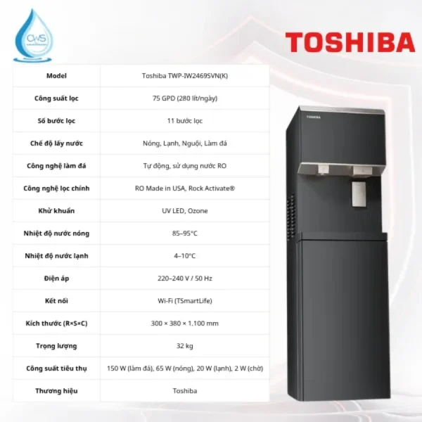 Bảng Thông Số Máy Lọc Nước Làm Đá Toshiba TWP-IW2469SVN(K)