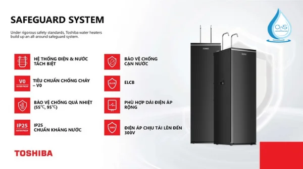 Công nghệ SafeGuard bảo vệ tuyệt đối cho máy lọc nóng lạnh Toshiba TWP-WA2SVN(K)