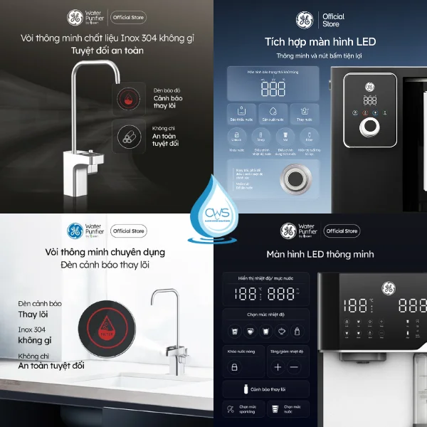 Đèn báo thay lõi lọc thông tin trên các model máy lọc nước GE