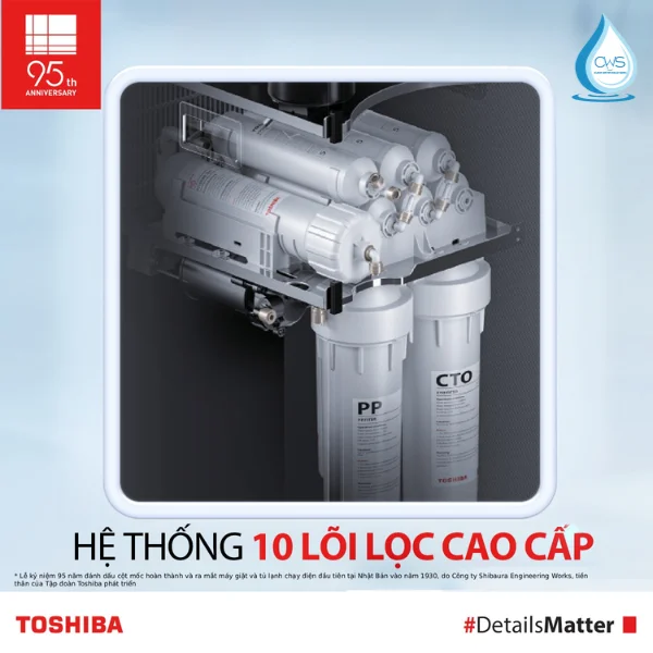 Hệ thống 10 lõi lọc trên máy lọc nóng lạnh Toshiba TWP-NA1SVN(K)