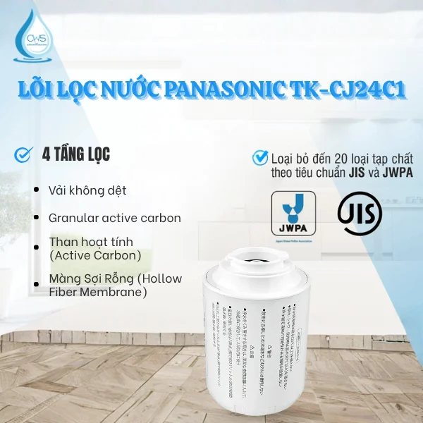 Lõi Lọc Nước Panasonic TK-CJ24C1 Lọc Sạch Đạt Tiêu Chuẩn JIS S Và JWPA