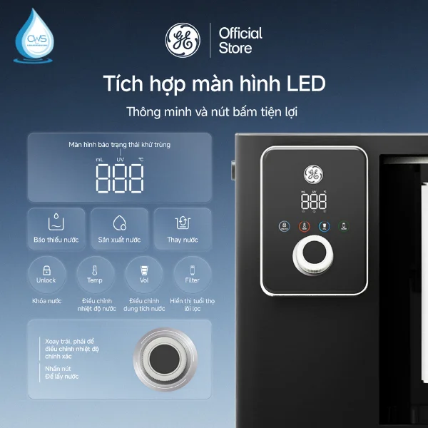 Màn hình LED máy lọc nước GE CTD50 cảm ứng tiện lợi