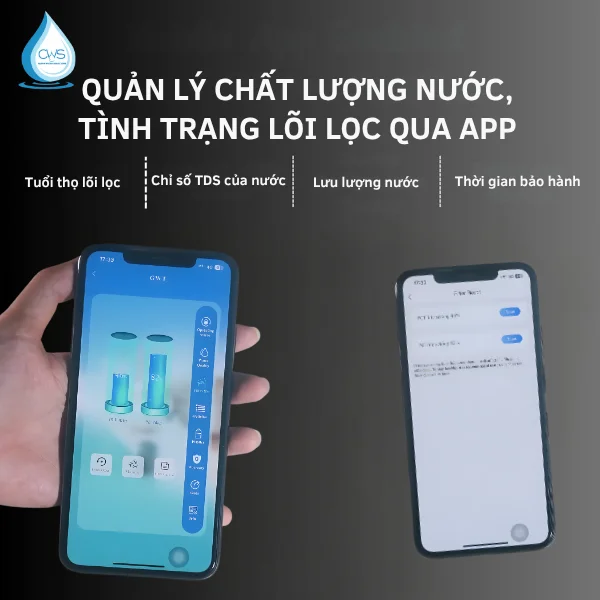 Theo dõi tuổi thọ lõi qua app GWT GE