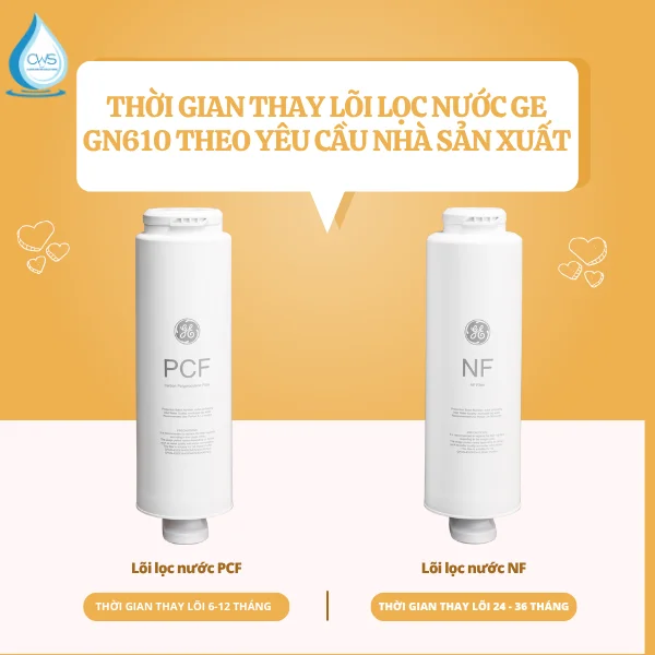 Thời Gian Thay Lõi Lọc Nước GE GN610 Theo Yêu Cầu Nhà Sản Xuất