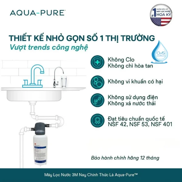 Máy Lọc Nước 3M Aqua-Pure ICE140S-WOI Cung cấp Nguồn Nước Đạt Chuẩn Uống Trực Tiếp, Đảm Bảo An Toàn Tuyệt Đối