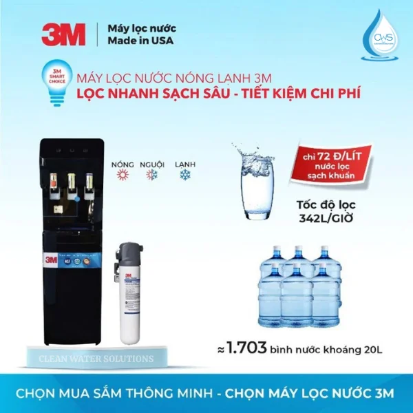 Máy lọc nóng lạnh 3M Aqua-Pure mang đến sự tiện nghi và tiết kiệm chi phí