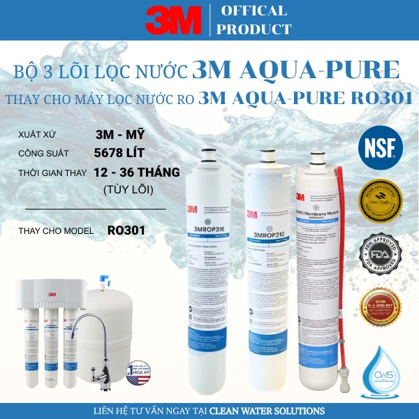 Thông tin về bộ lõi máy lọc nước 3M Aqua-Pure RO301