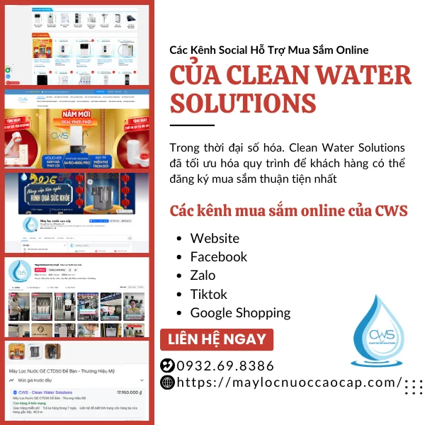Các Kênh Social Hỗ Trợ Mua Sắm Online Của Clean Water Solutions