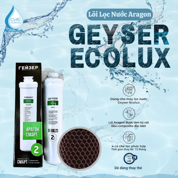 Chức năng lõi lọc nước Aragon Geyser Ecolux