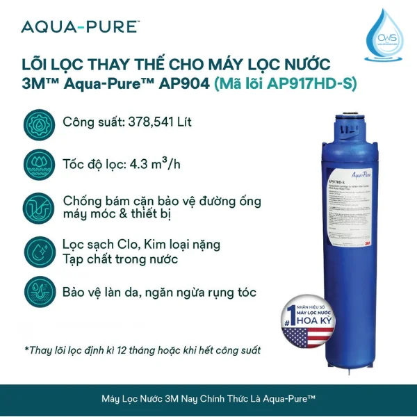 Lõi Lọc Nước 3M Aqua-Pure AP917HD-S - Công Nghệ Lọc I.M.P.AC.T Độc Quyền