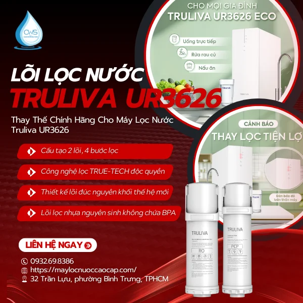 Lõi Lọc Nước Truliva UR3626 Thay Thế Chính Hãng Cho Máy Lọc Nước Truliva UR3626