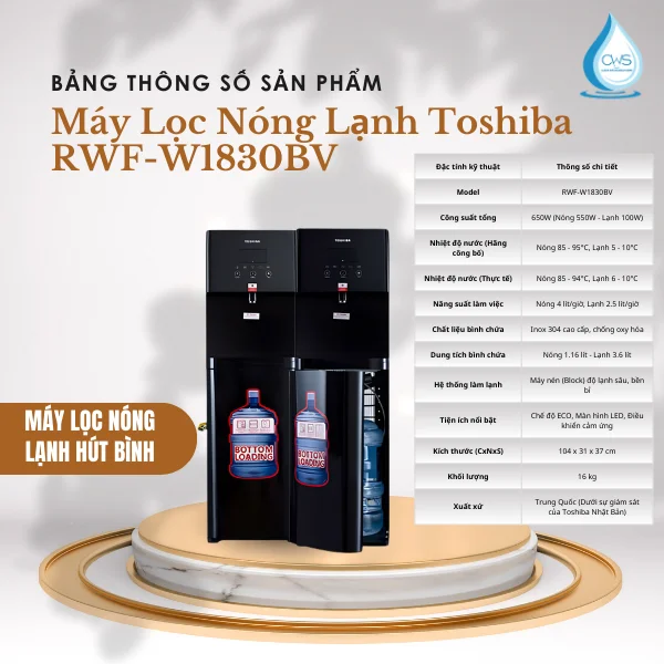 Bảng Thông Số Của Máy Lọc Nóng Lạnh Toshiba RWF-W1830BV